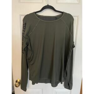 Victorias Secret PINK Medium Top Womens Long Sleeve Athletic Shirt Green Mesh